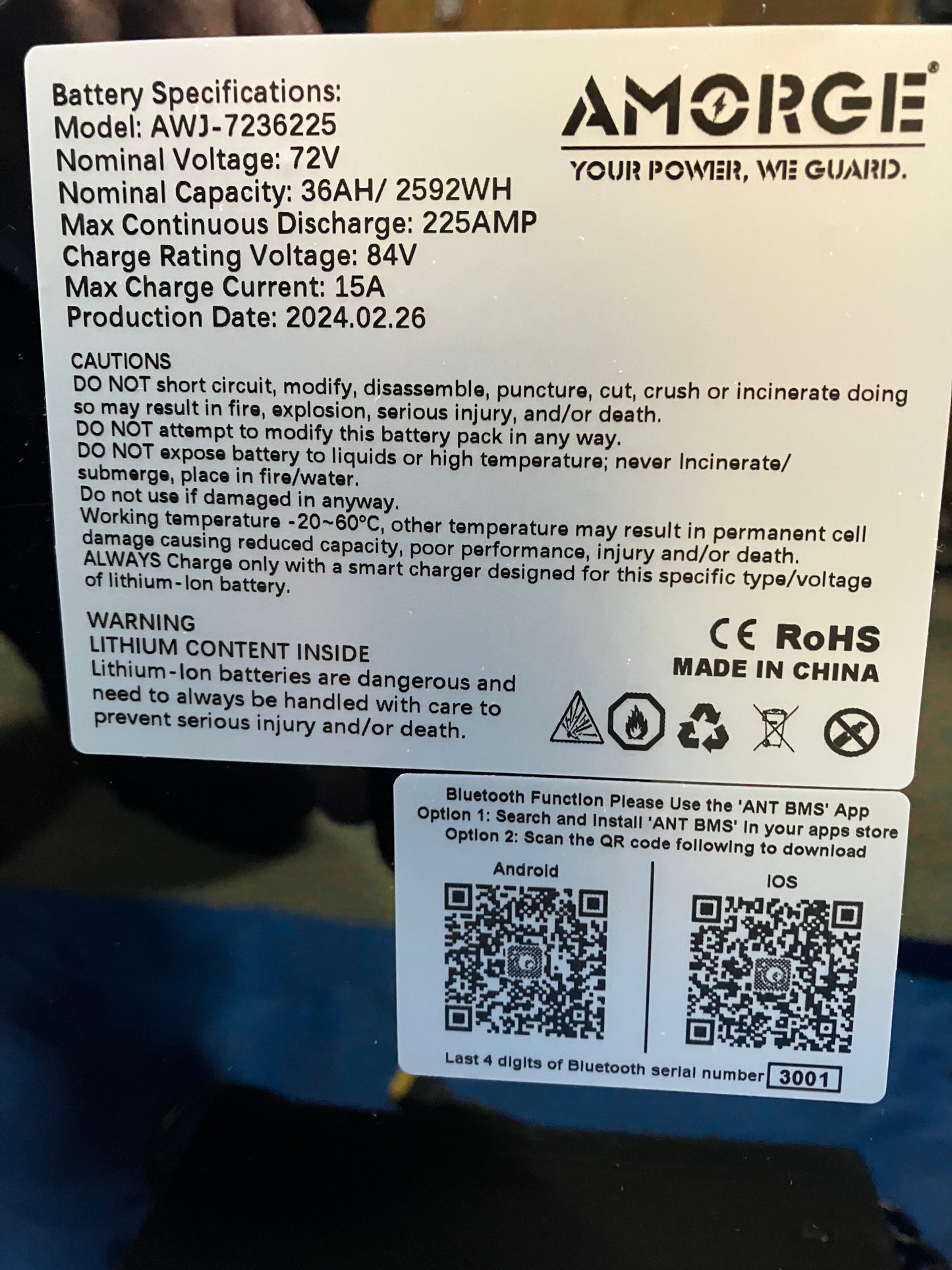 72v NMC Battery 36ah